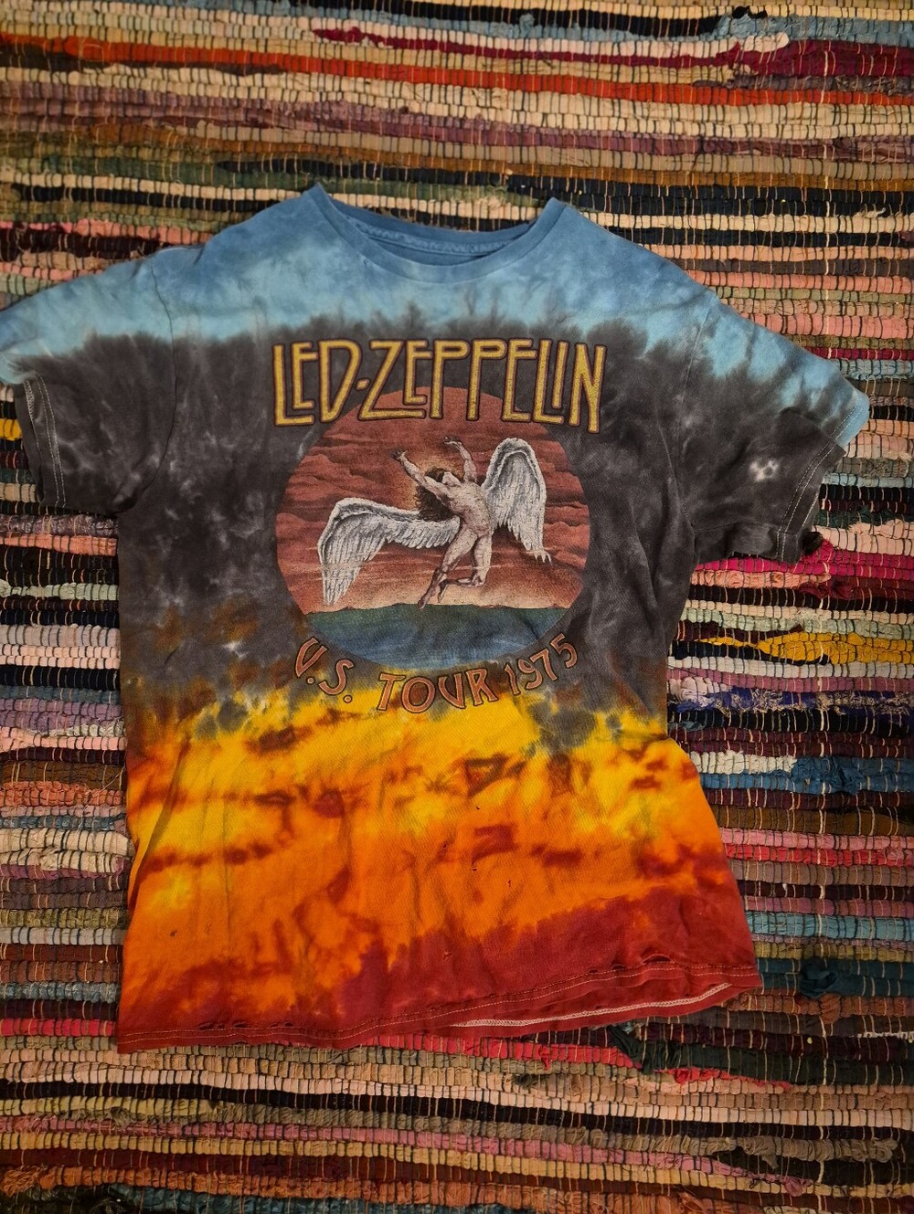 Led Zeppelin Tie-Dye Band Tee - Orange, Yellow, Gray, Blue